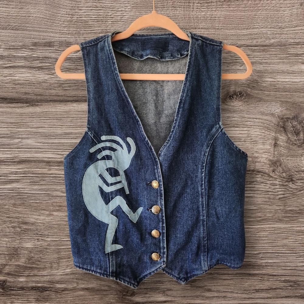 Vintage Kokopelli Southwestern Denim‎ Vest